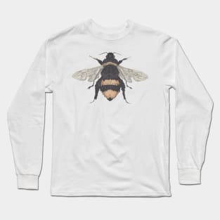 Bee, the gardener's friend. Buzzing! On bright green. Long Sleeve T-Shirt